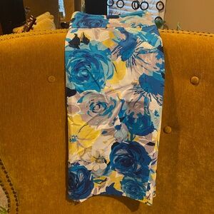 Charter Club Women's Blue Multi Floral Pencil Skirt 16W